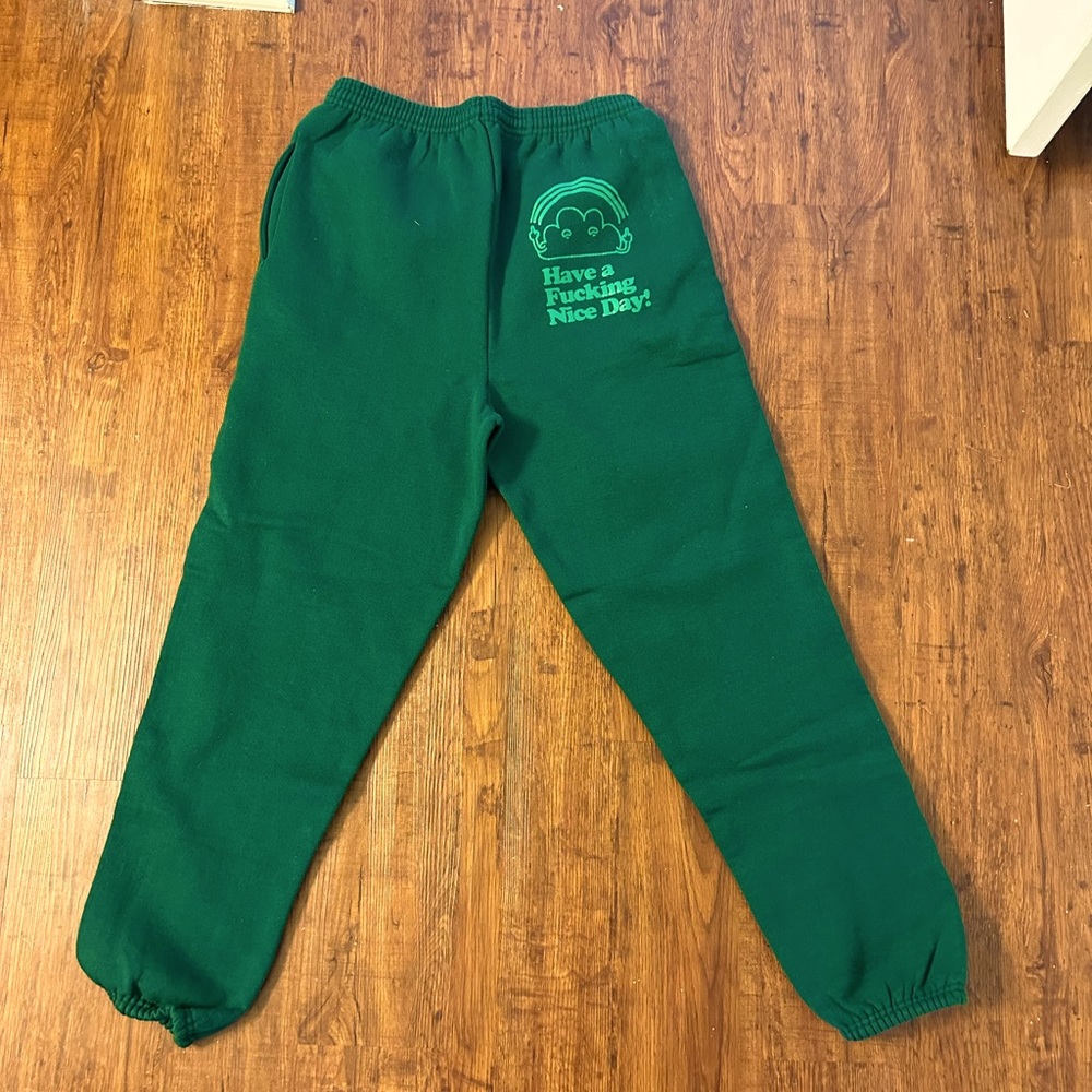 Forest Green Comfy Sweatpants with Funny Graphic